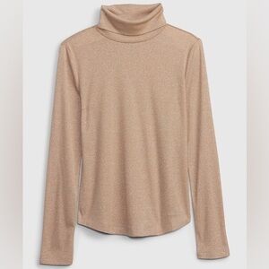 Gap (L) Metallic Gold Turtleneck Lightweight Sweater - Shine, Sparkle, Layering